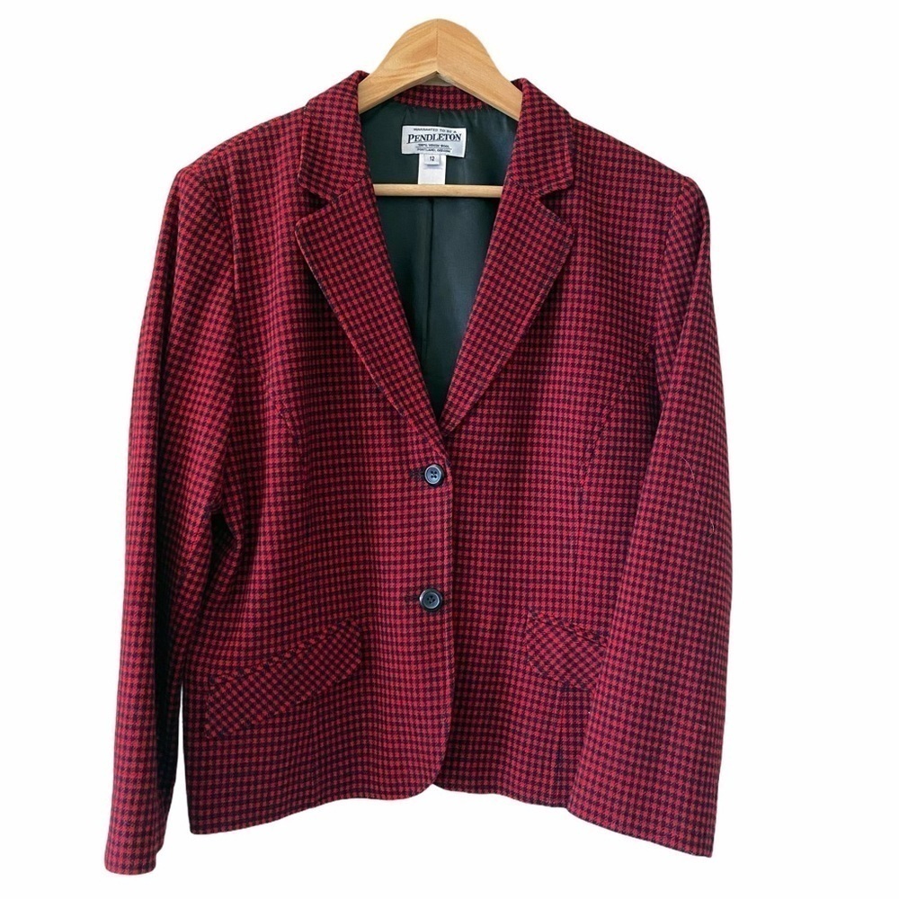 Pendleton Buffalo Check Wool Single Breasted Blaz… - image 5